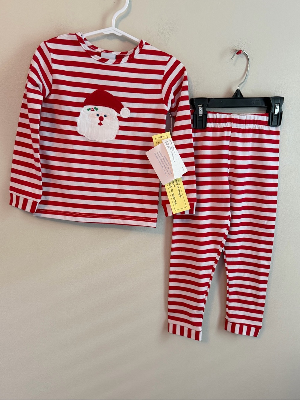 The Bailey Boys Red & White Striped Kids Santa Pajama Set